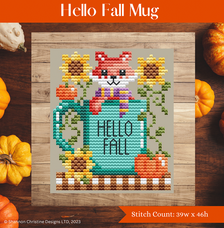 Hello Fall Mug - Shannon Christine Designs - Cross Stitch Pattern