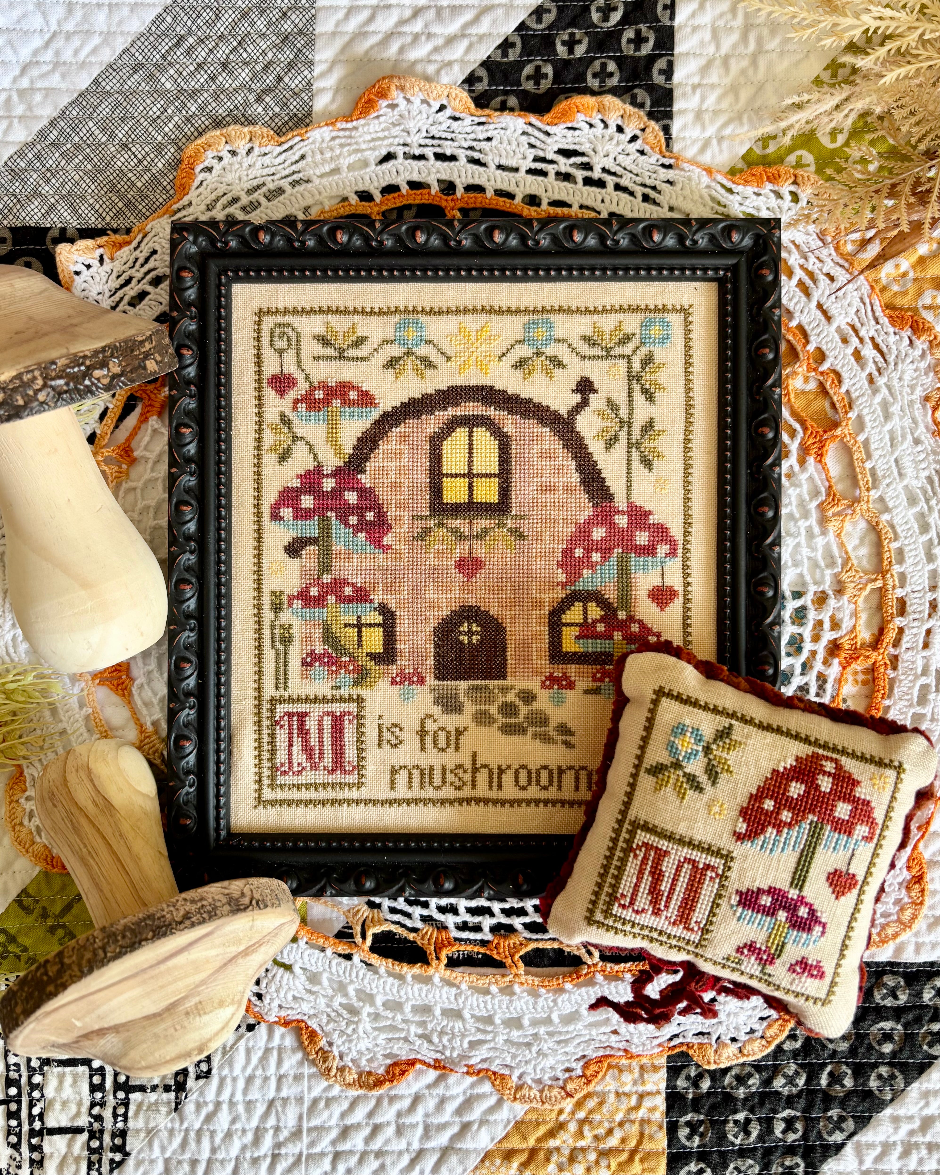 M is for Mushroom Duo - Yasmin's Made With Love - Cross Stitch Pattern