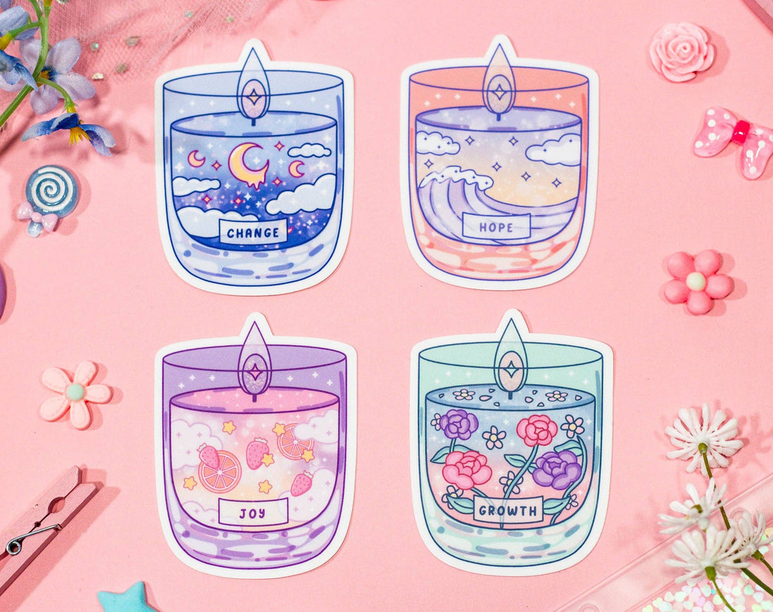 Growth Affirmation Candle Sticker - Unicorn Eclipse