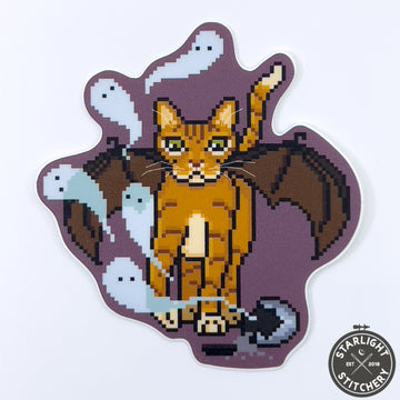 Catgoyle Cross Stitch Sticker - The Stitch Crypt