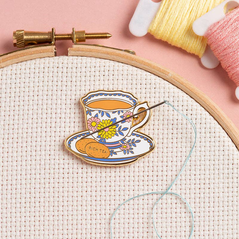 Teacup Needle Minder - Caterpillar Cross Stitch - Notions