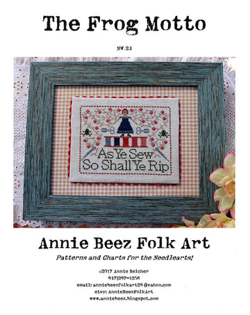 The Frog Motto - Annie Beez Folk Art - Cross Stitch Pattern