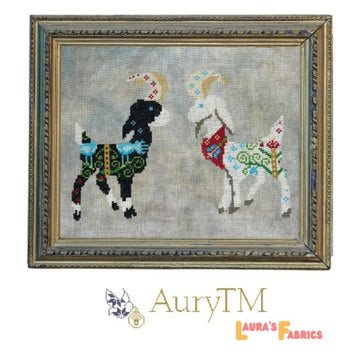 The Ibex Couple (Folk Quaker Style) - AuryTM Designs - Cross Stitch Pattern