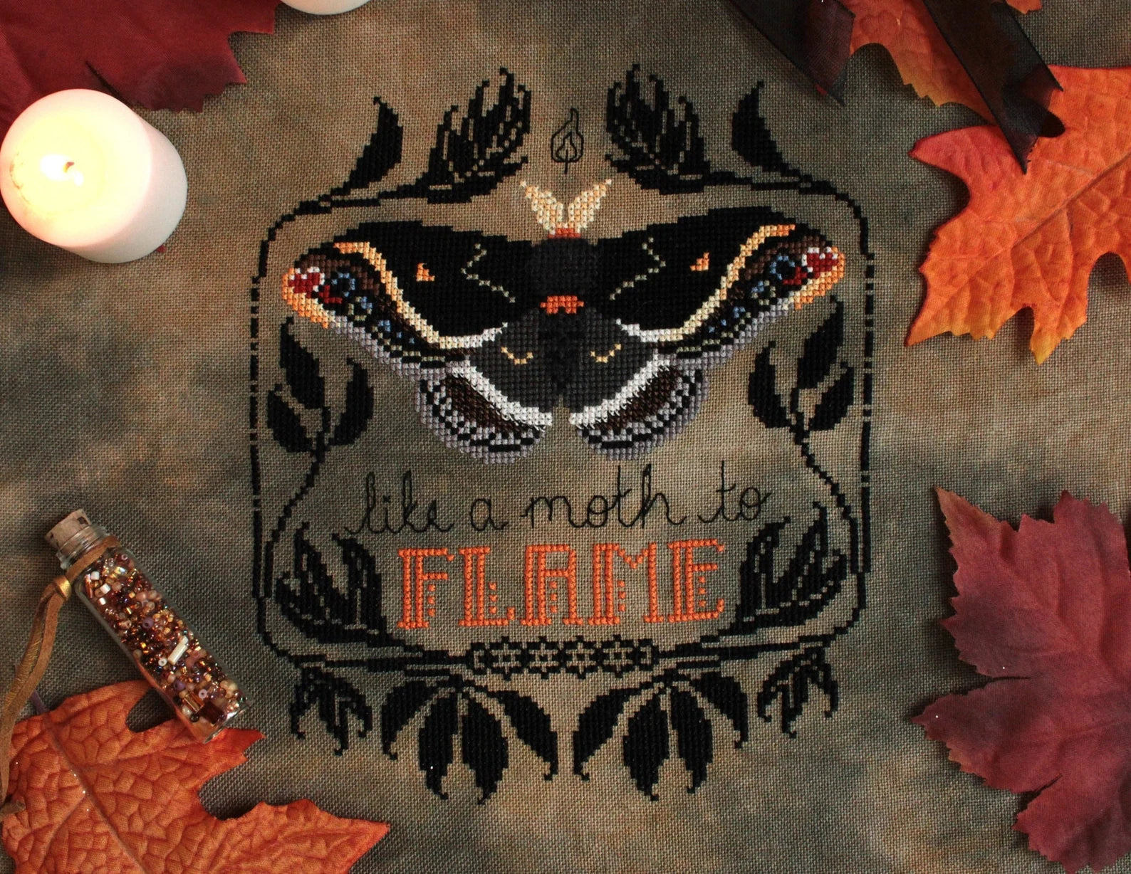 Like a Moth to Flame - Sprouting Lupine - Cross Stitch Pattern