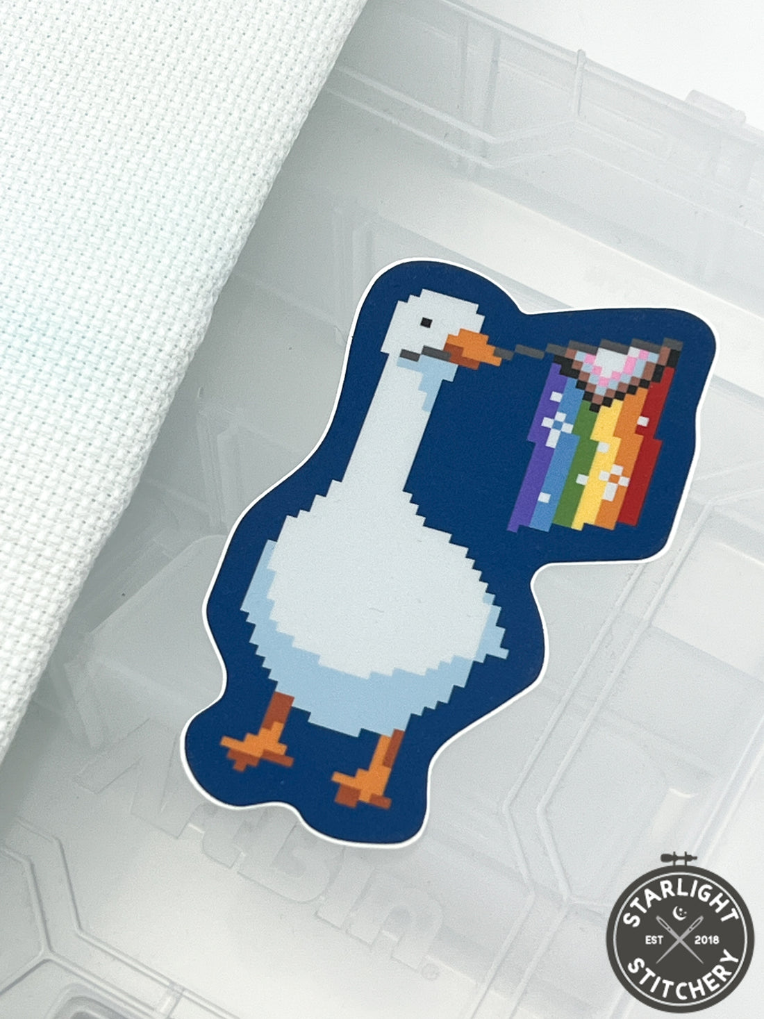 Pride Goose Cross Stitch Sticker - Fine Frog Stitching