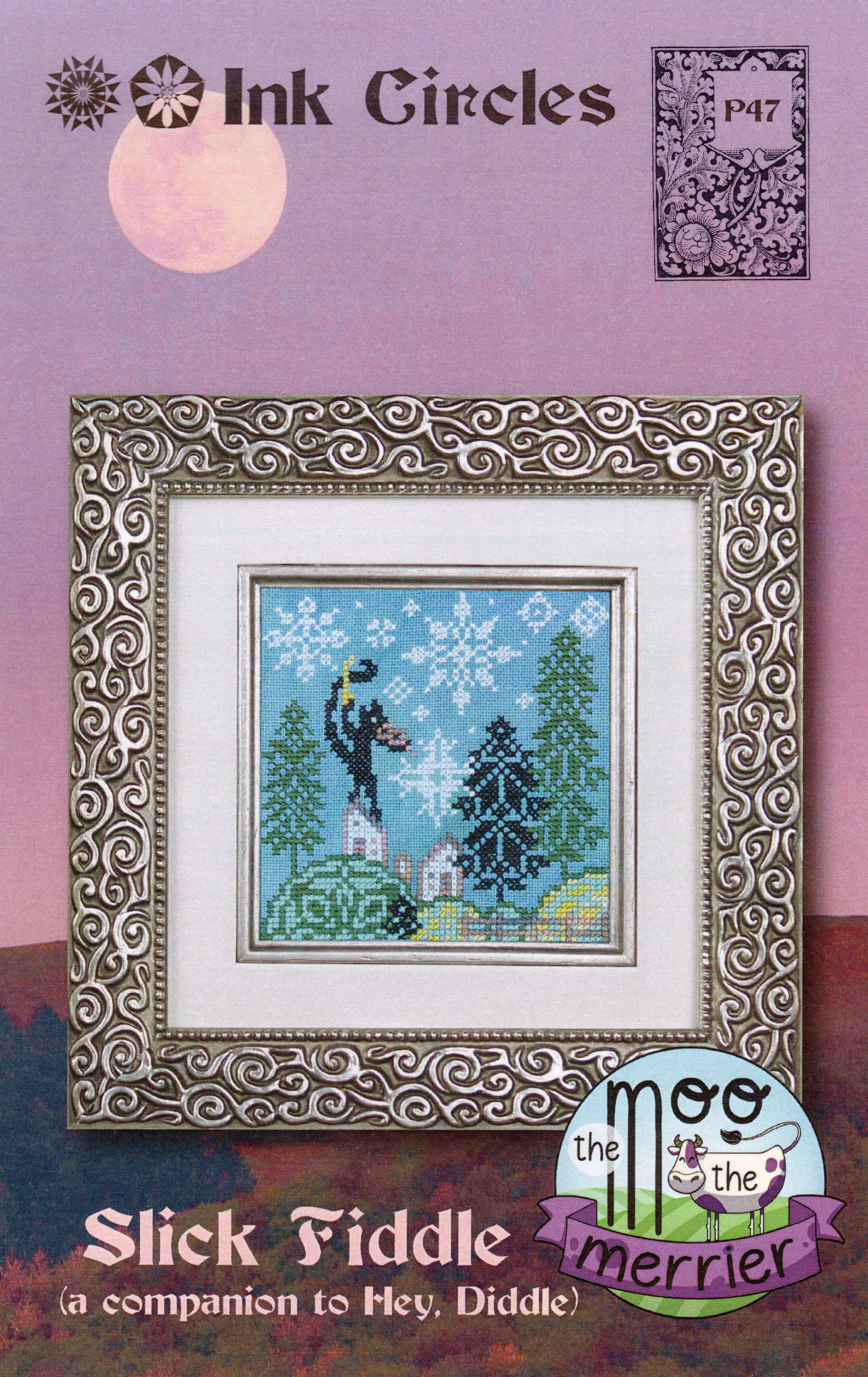 Slick Fiddle (The Moo The Merrier) - Ink Circles - Cross Stitch Pattern