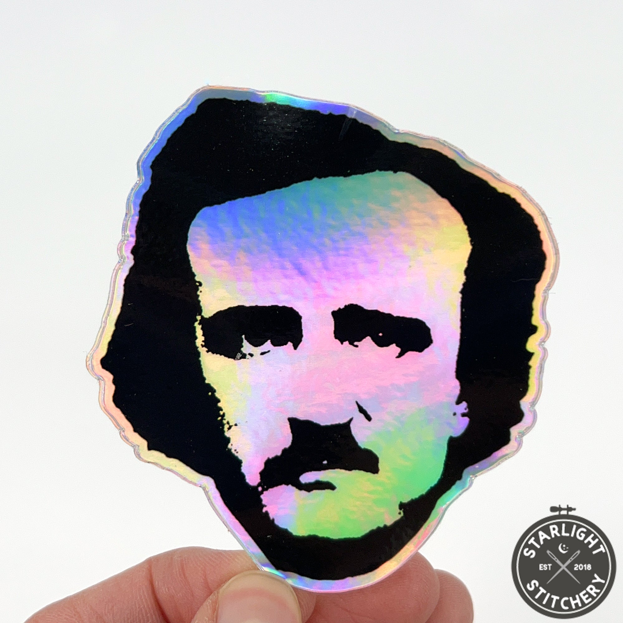Edgar Allan Poe Holo Sticker - The Starlight Stitchery