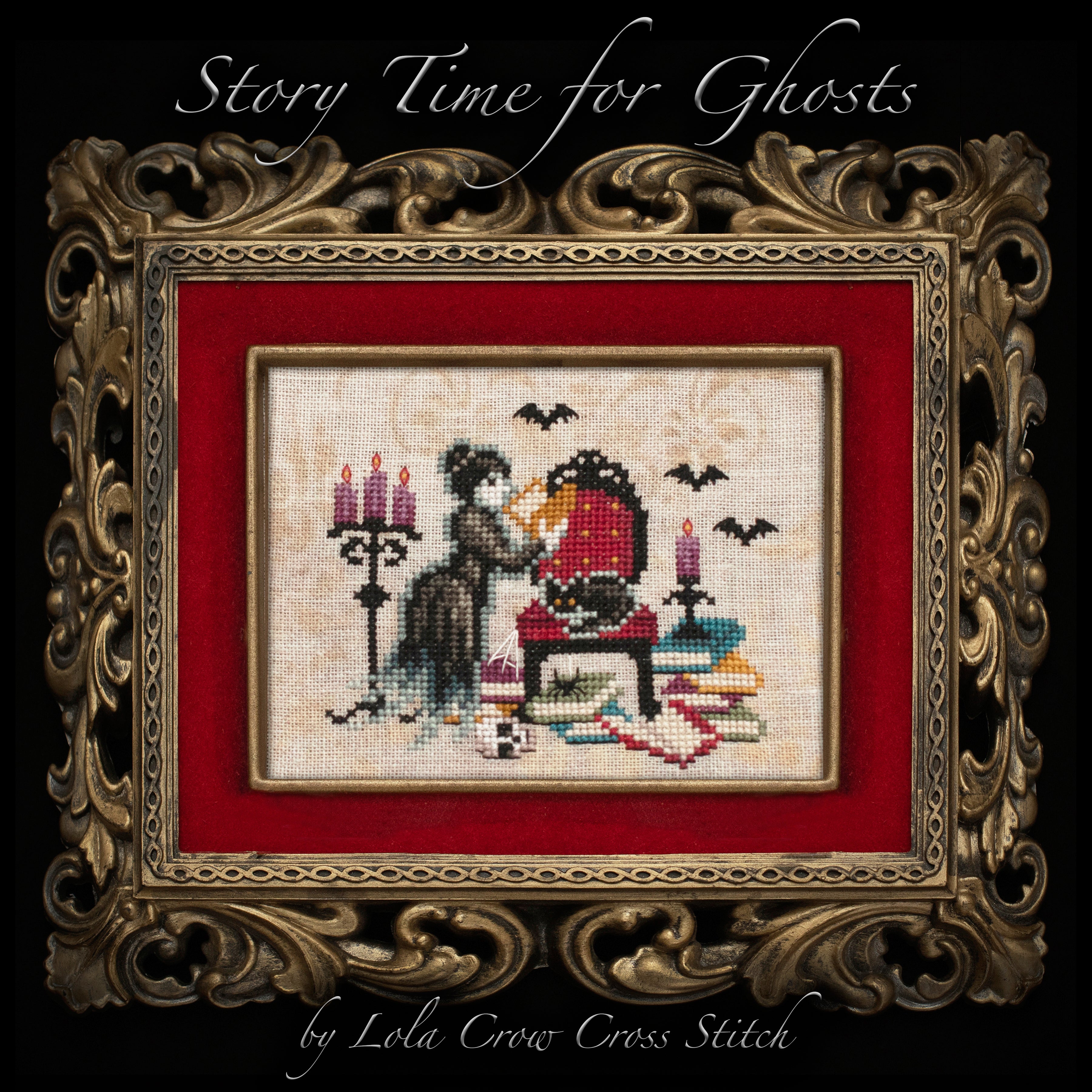 Story Time for Ghosts (Book Lover's Halloween #1) - Lola Crow Cross Stitch - Cross Stitch Pattern