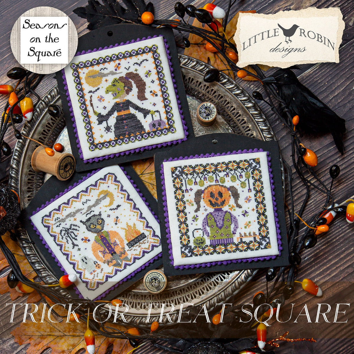Trick or Treat Square (Seasons on the Square #2) - Little Robin Designs - Cross Stitch Pattern