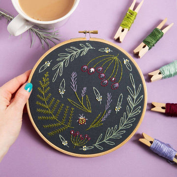 Black Wildwood Embroidery Kit - Hawthorn Handmade