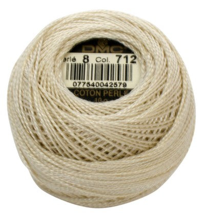 Pearl Cotton Ball Size 8 - 712 (Cream) - DMC Embroidery Floss