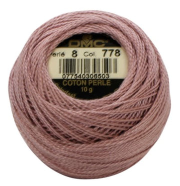 Pearl Cotton Ball Size 8 - 778 (Very Light Antique Mauve) - DMC Embroidery Floss