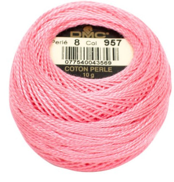 Pearl Cotton Ball Size 8 - 957 (Pale Geranium) - DMC Embroidery Floss