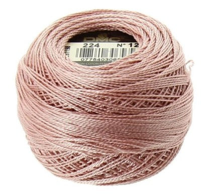 Pearl Cotton Ball Size 12 - 224 (Very Light Shell Pink) - DMC Embroidery Floss