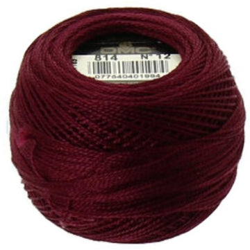 Pearl Cotton Ball Size 12 - 814 (Dark Garnet) - DMC Embroidery Floss
