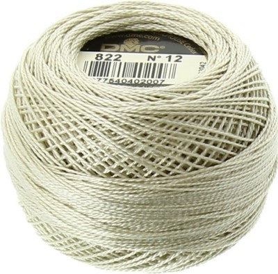 Pearl Cotton Ball Size 12 - 822 (Light Beige Gray) - DMC Embroidery Floss