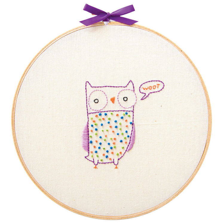 Owl Embroidery Wall Art Kit - Penguin & Fish - Embroidery Kit
