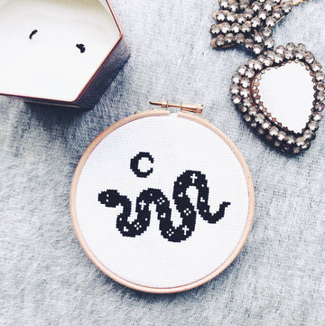 Snake & Moon Modern - Innocent Bones - Cross Stitch Kit