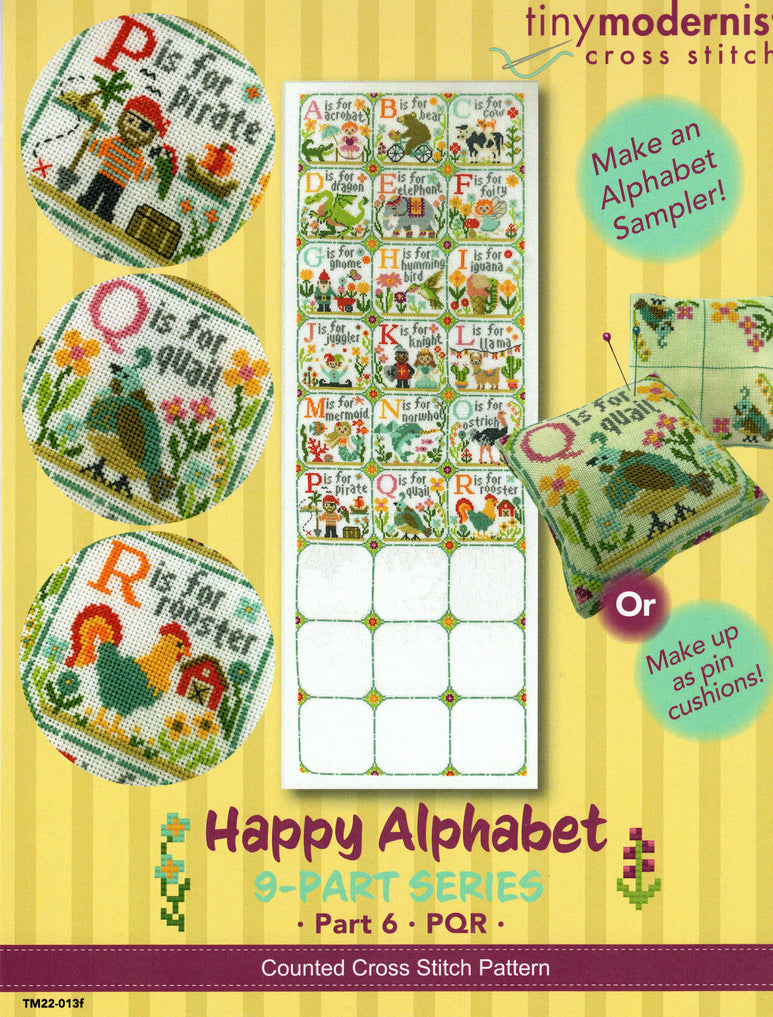 Happy Alphabet Part 6: PQR - Tiny Modernist - Cross Stitch Pattern