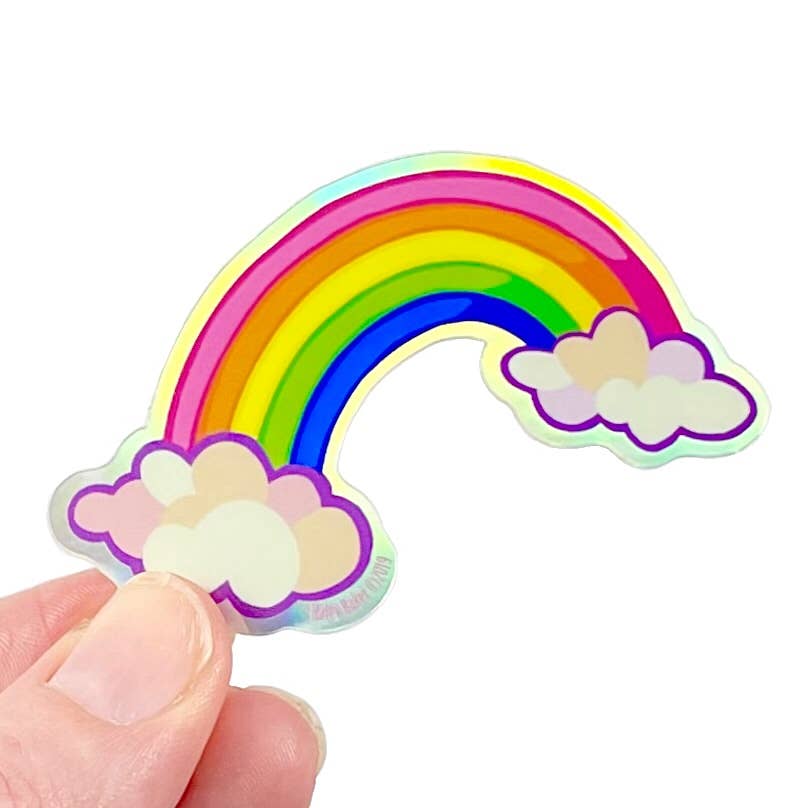 Rainbow Sticker With Clouds