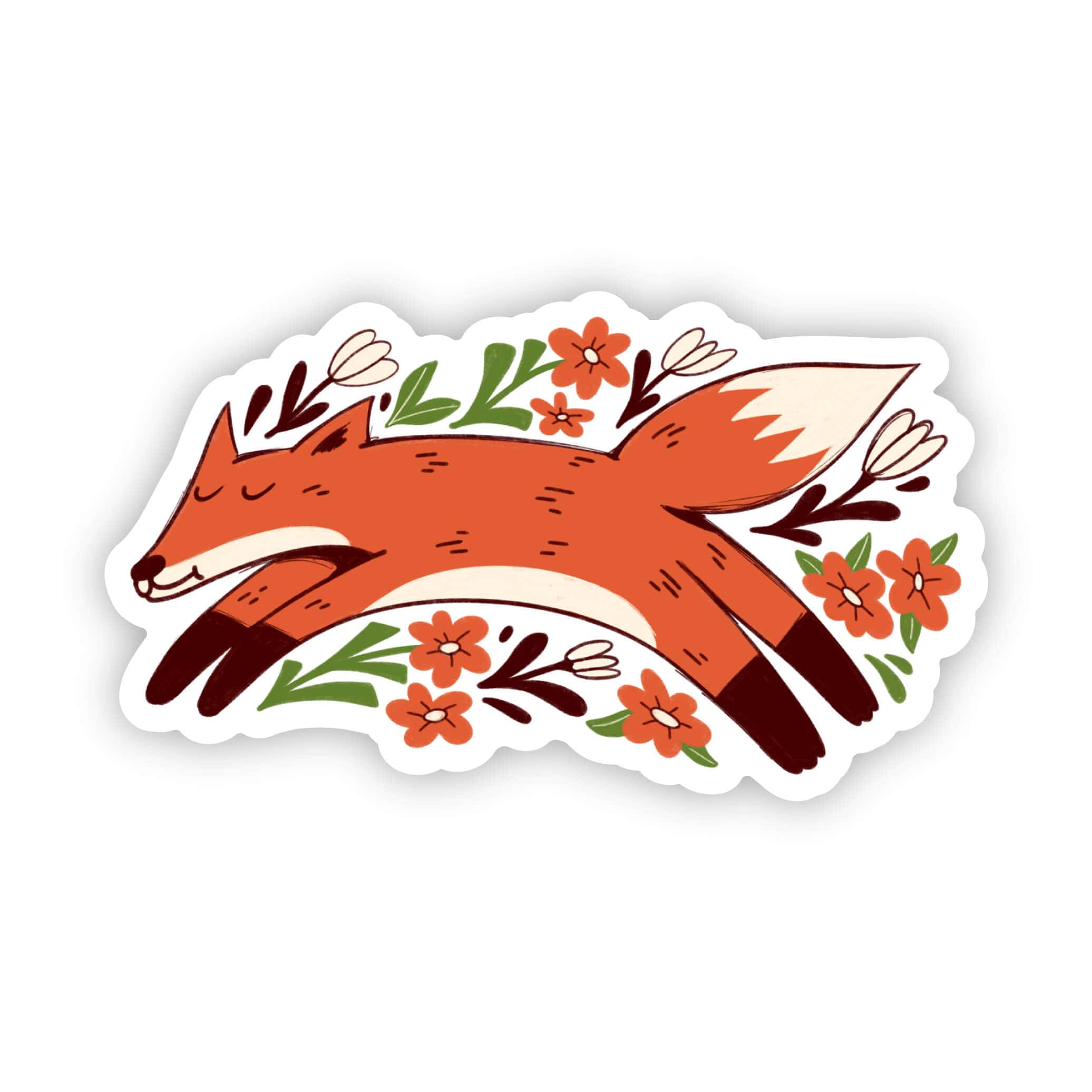 Floral Fox Sticker - Big Moods