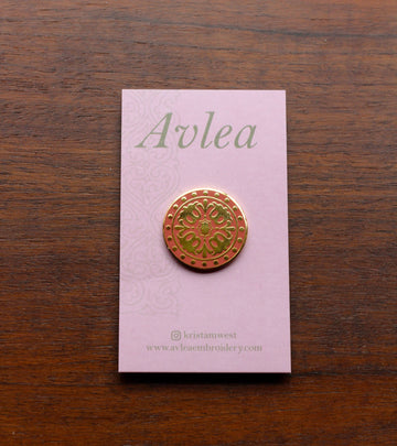 Byzantine Tulip Enamel Needle Minder - Avlea Folk Embroidery - Cross Stitch Notions