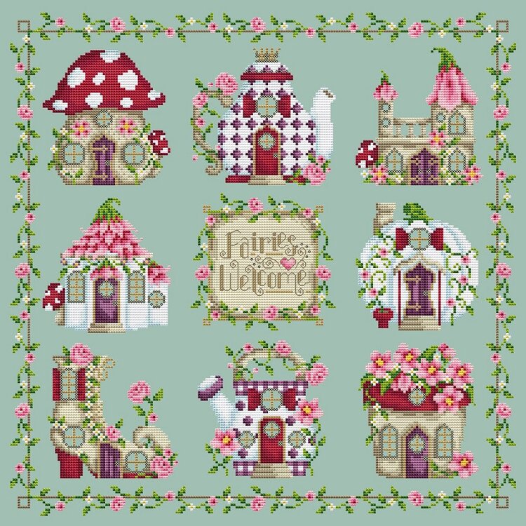 Tea Pot House (Fairies Welcome) - Shannon Christine Designs - Cross Stitch Pattern