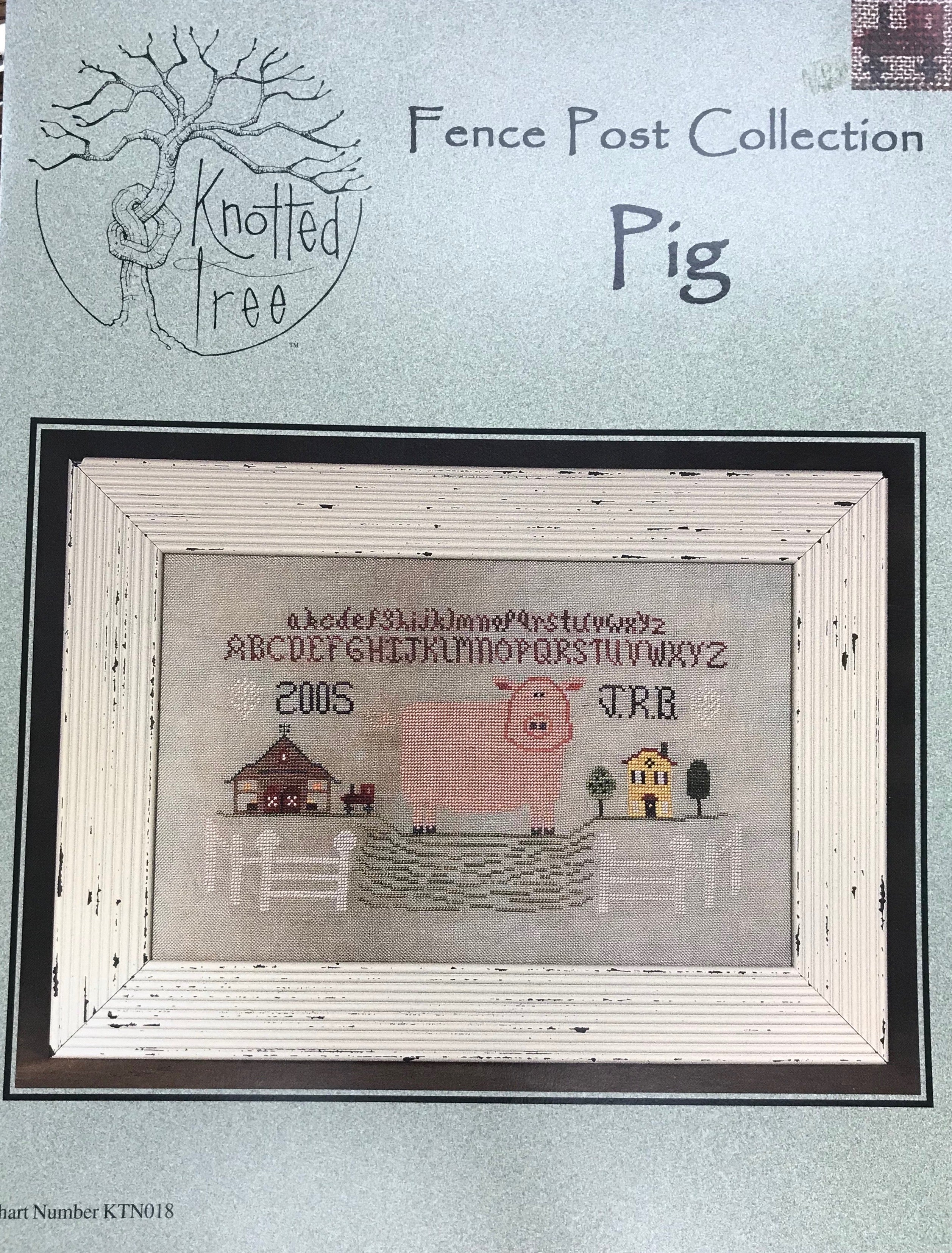 Fence Post Collection: Pig - Knotted Tree - Cross Stitch Pattern