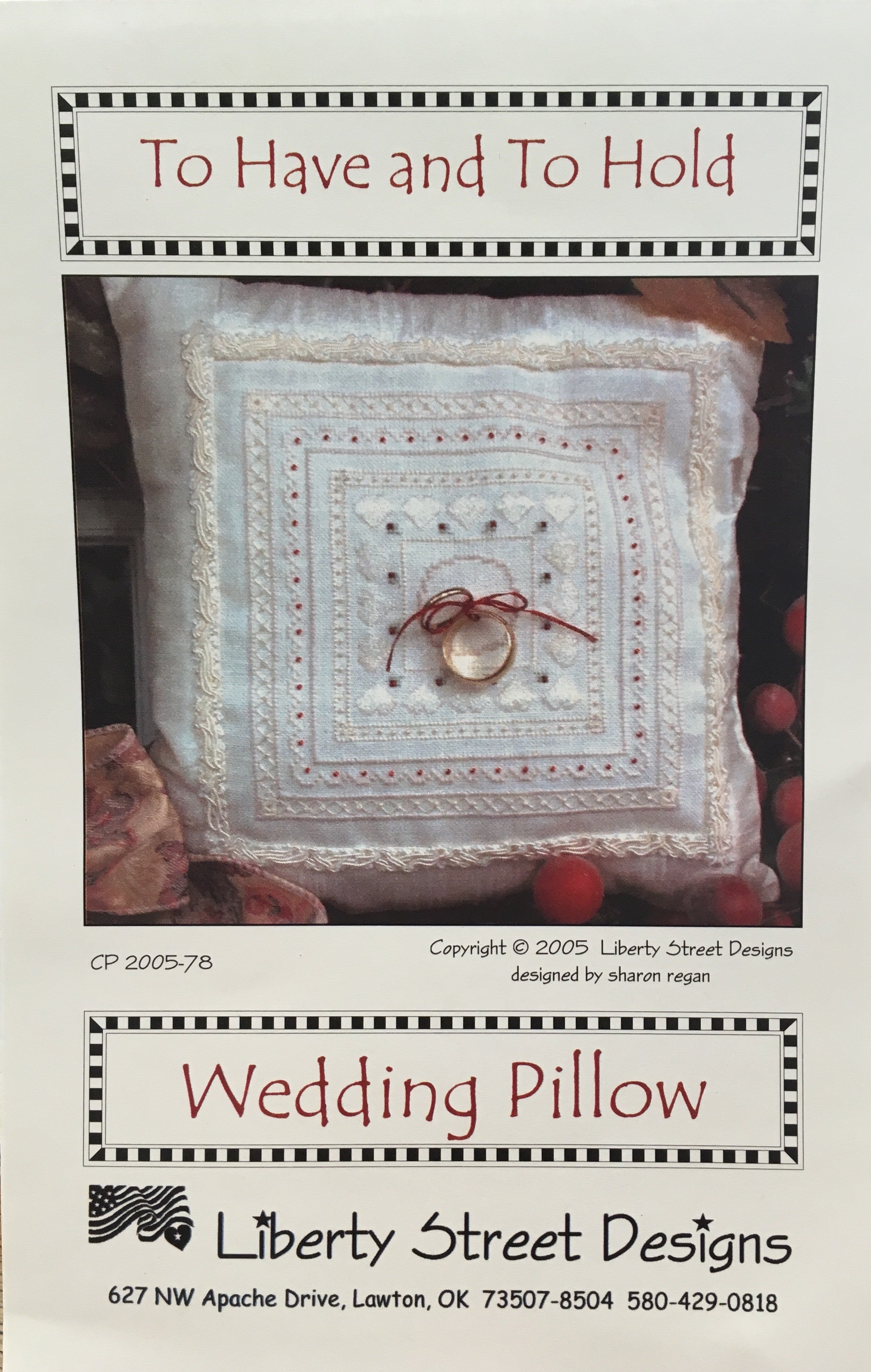 To Have and To Hold Wedding Pillow - Liberty Street Designs - Cross Stitch Pattern