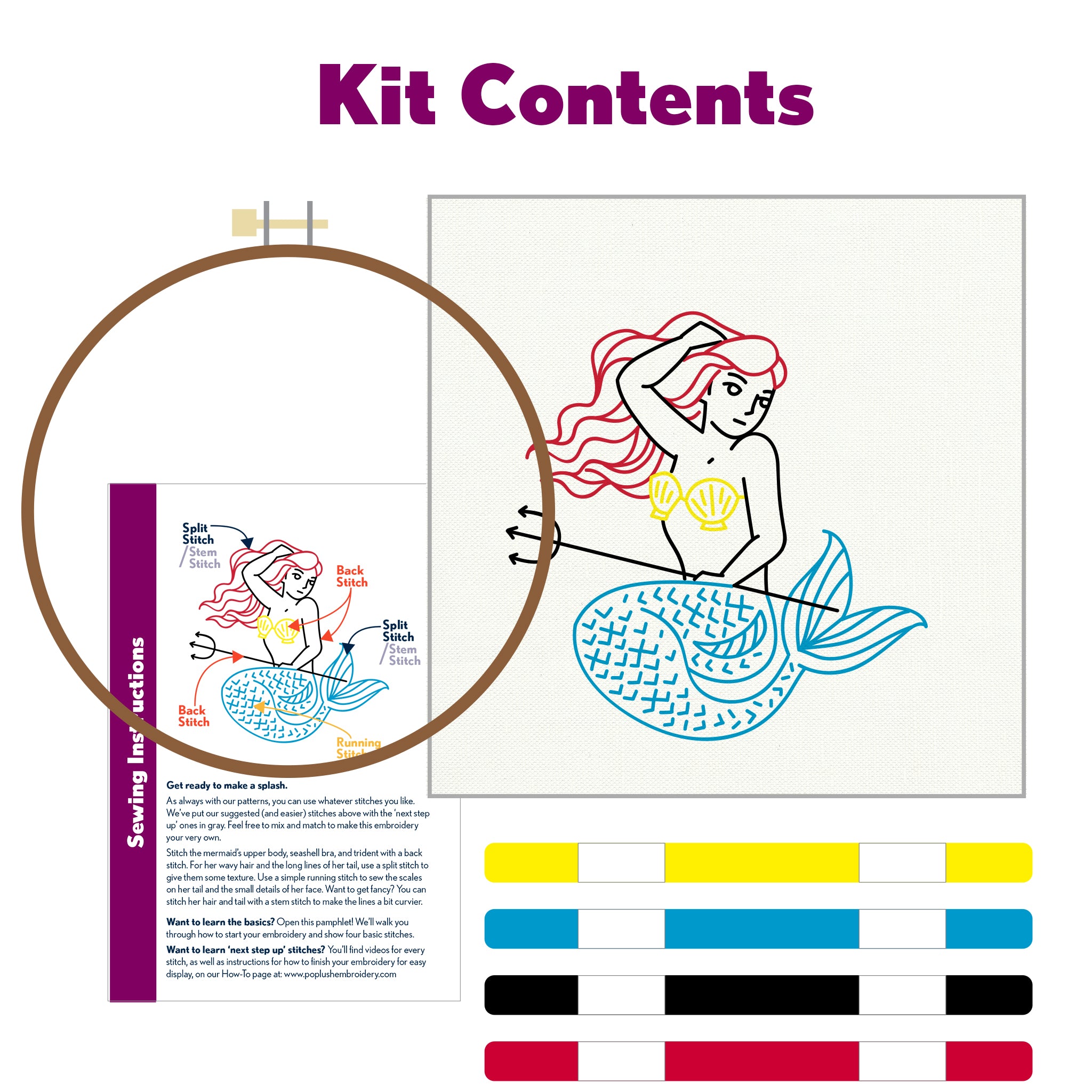 Mermaid - PopLush Embroidery - Embroidery Kit