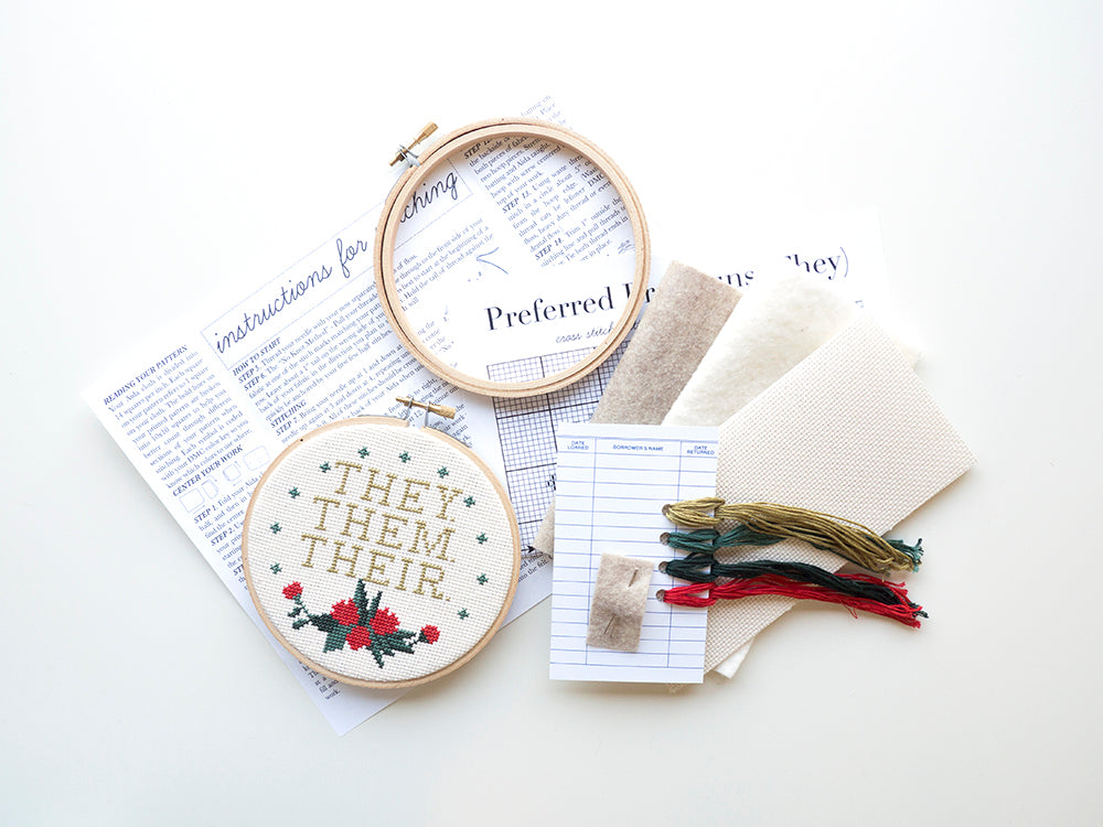 Pronouns "They" - Junebug and Darlin - Cross Stitch Kit
