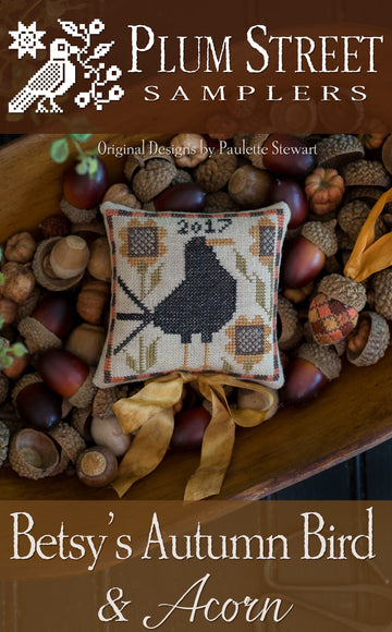 Betsy's Autumn Bird & Acorn - Plum Street Samplers - Cross Stitch Pattern