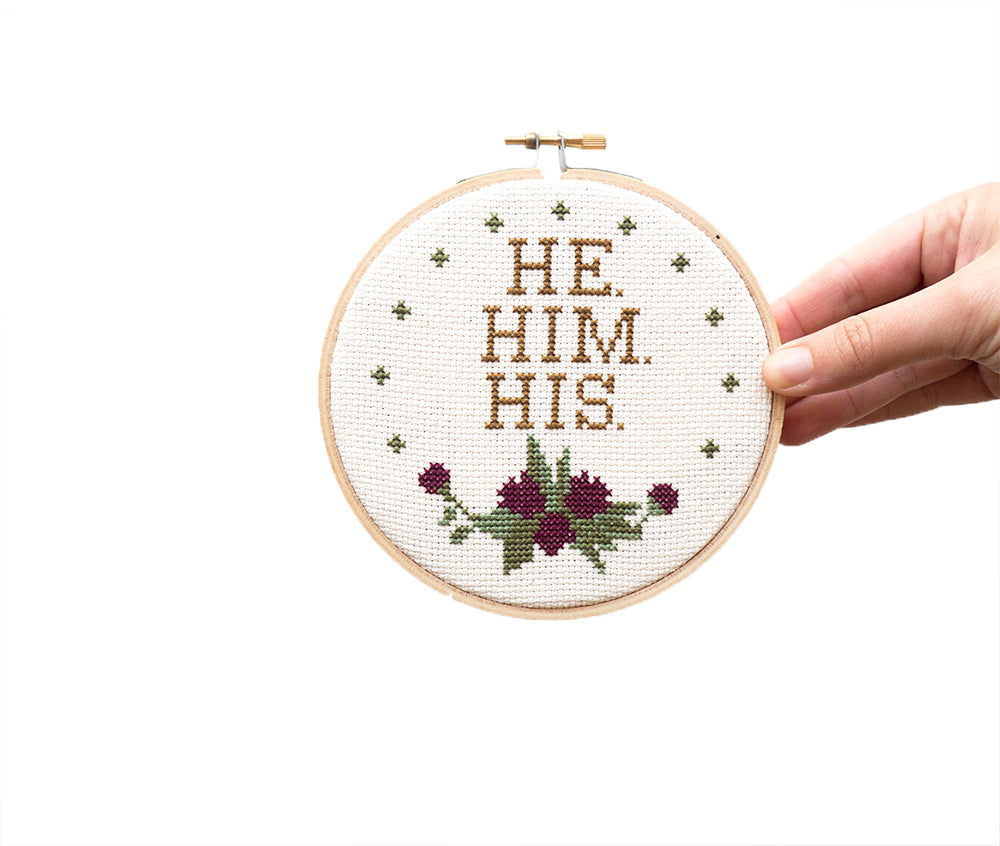Pronouns "He" - Junebug and Darlin - Cross Stitch Kit