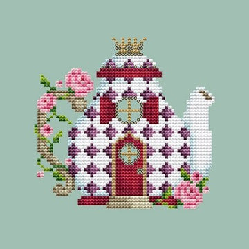 Tea Pot House (Fairies Welcome) - Shannon Christine Designs - Cross Stitch Pattern