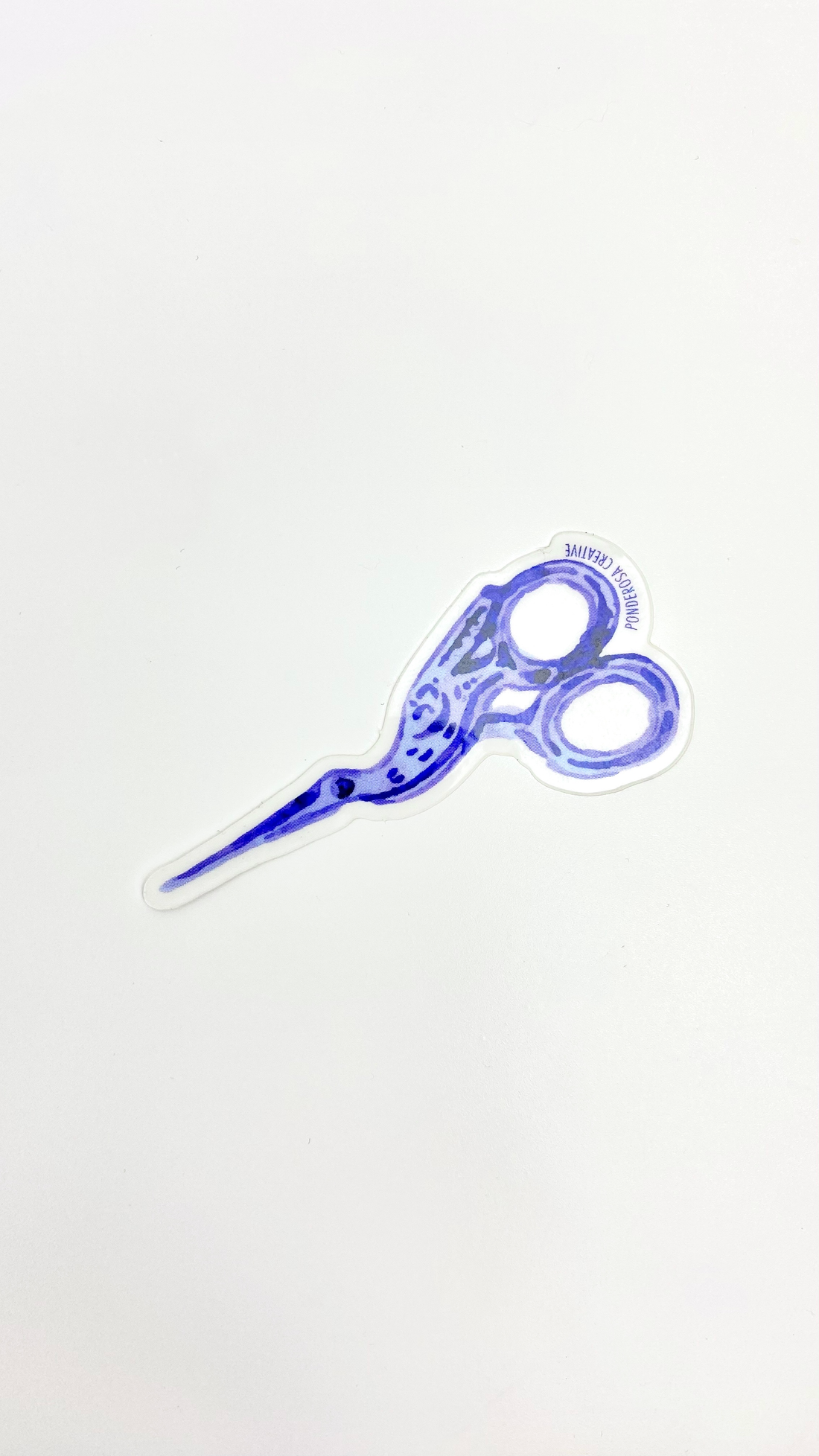 Purple Stork Embroidery Scissors Sticker - Ponderosa Creative