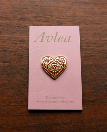 Byzantine Rose Enamel Needle Minder - Avlea Folk Embroidery - Cross Stitch Notions