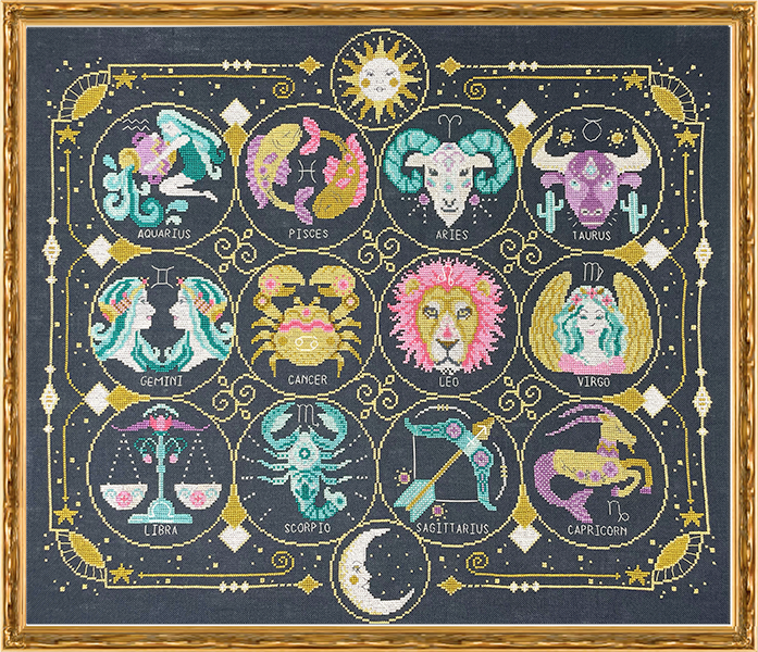 Sun & Moon (Zodiac Signs #13) - Tiny Modernist - Cross Stitch Pattern