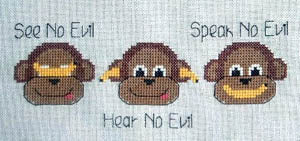 See No Evil - Designs by Jodi Evans - Cross Stitch Pattern