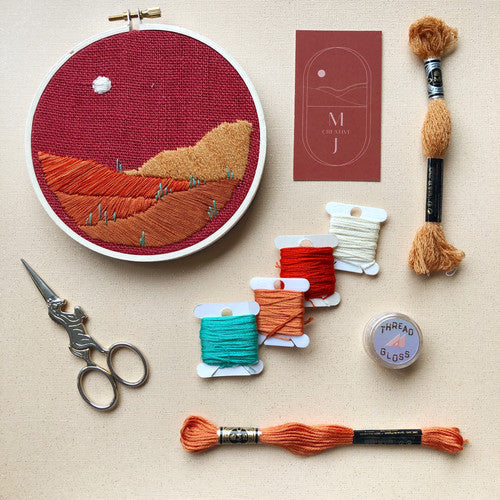 DIY Beginner Embroidery Desert Landscape - MCreativeJ - Embroidery Kit