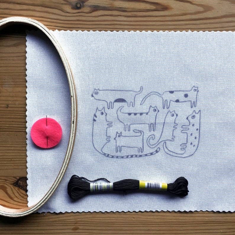 Cats - Lisa Congdon x Budgiegoods - Embroidery Kit