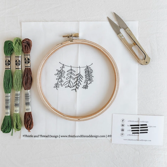 Hanging Greenery - Thistle & Thread Design - Embroidery Kit