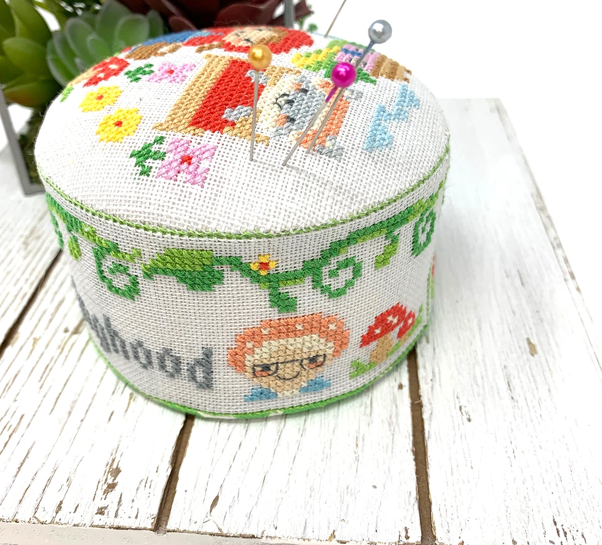 Little Red Riding Hood (2021 Fairy Tale Pin Cushion #1) - Tiny Modernist - Cross Stitch Pattern