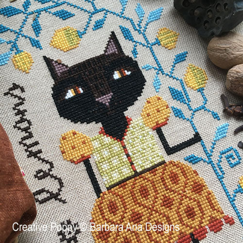 Lemon Cat - Barbara Ana Designs - Cross Stitch Pattern