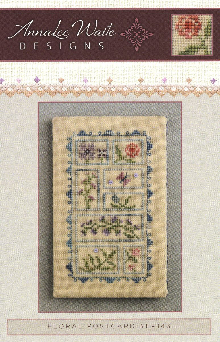 Floral Postcard - AnnaLee Waite Designs - Cross Stitch Pattern