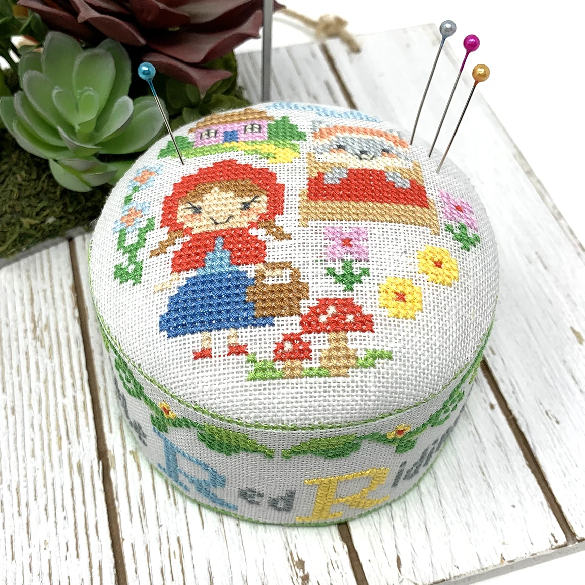 Little Red Riding Hood (2021 Fairy Tale Pin Cushion #1) - Tiny Modernist - Cross Stitch Pattern