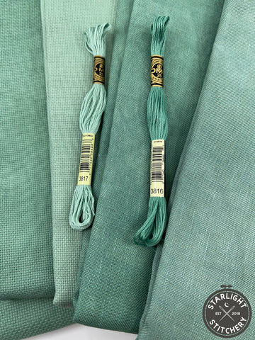 "Creme de Menthe" Needle Bling Designs - Hand Dyed Cross Stitch Fabric