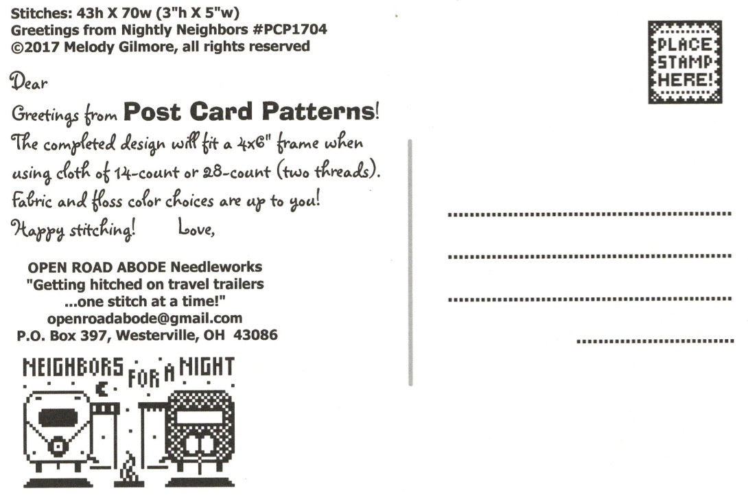 Greetings from Nightly Neighbors - Open Road Abode - Cross Stitch Pattern