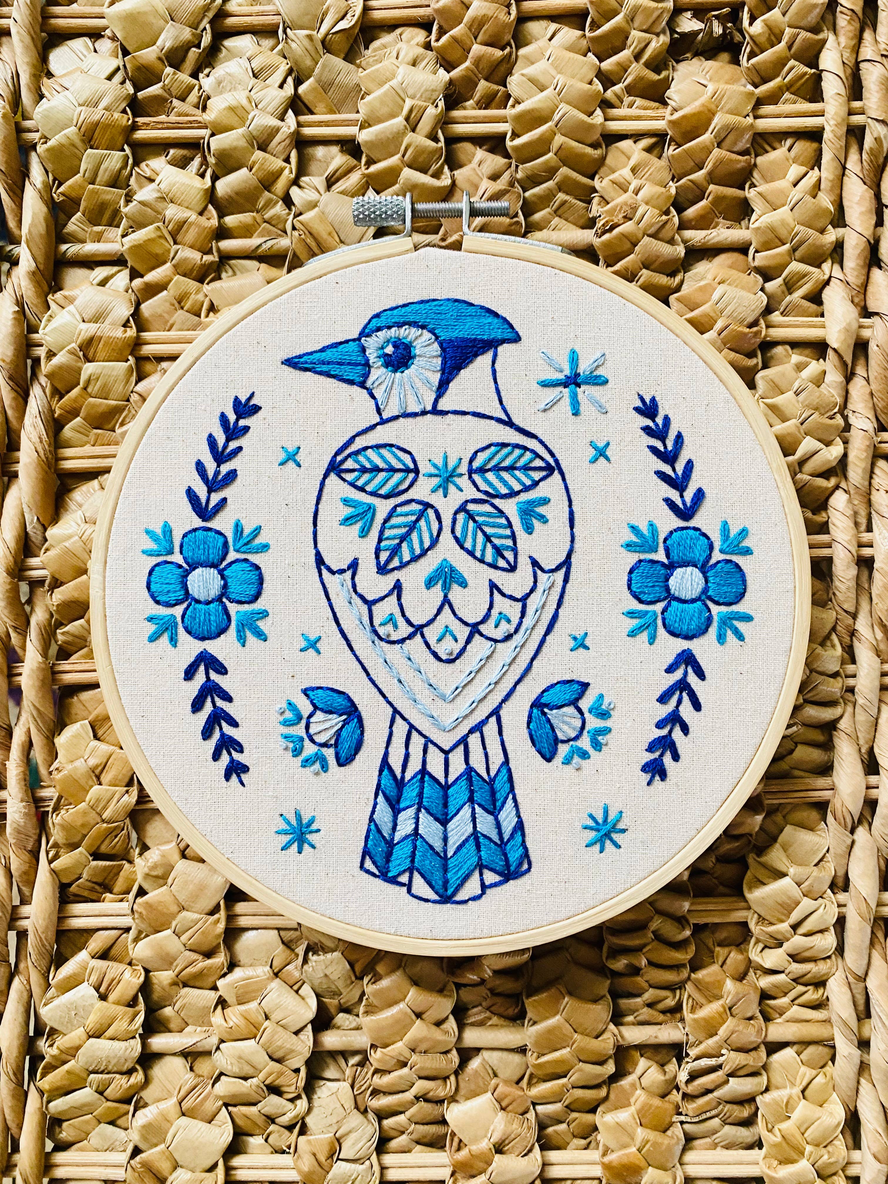 Folk Blue Jay Embroidery Kit - Hook, Line, & Tinker