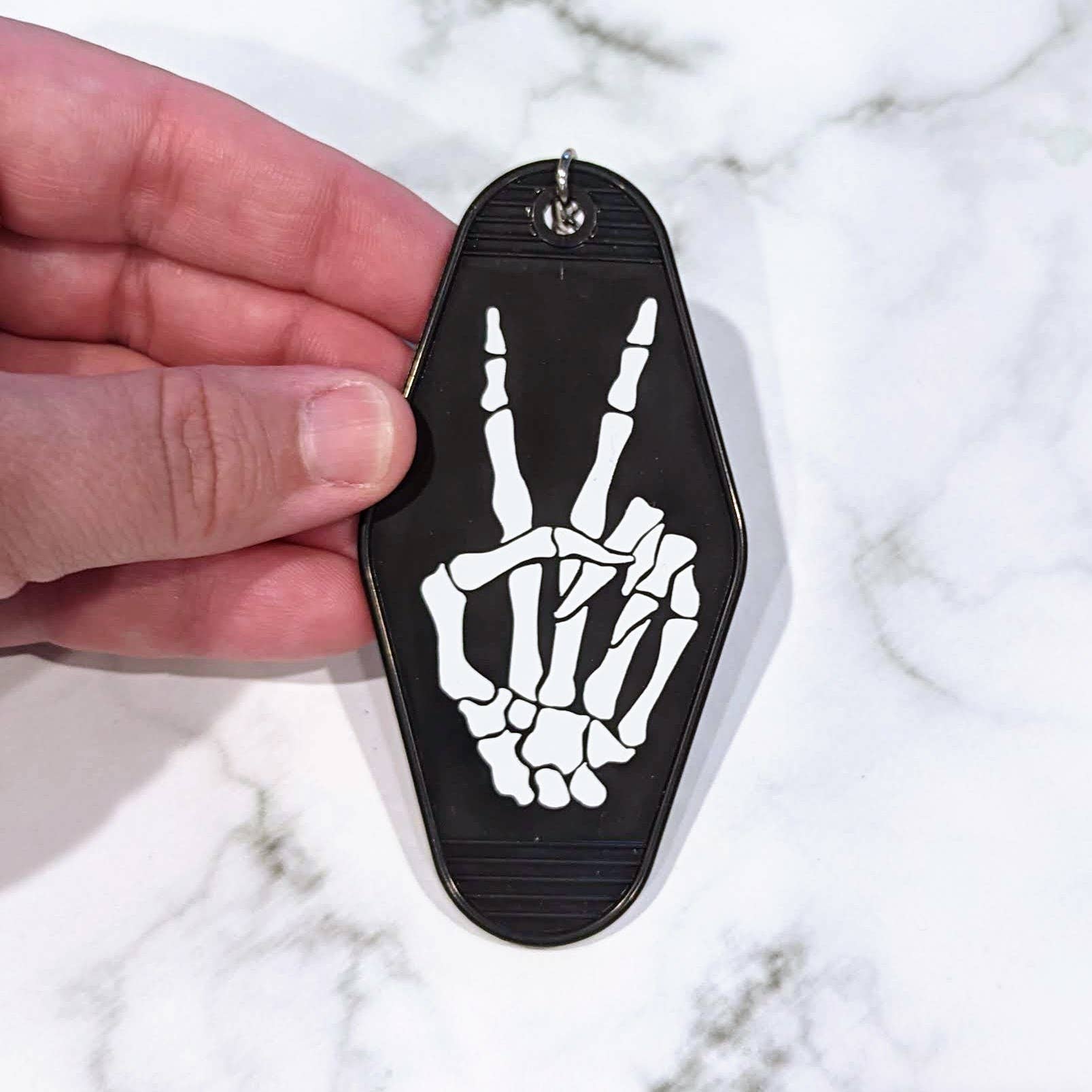 Skeleton Peace Sign Keychain - Violet Poppy Designs - Stitch Box Vault