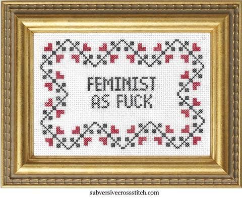 Feminist As F*ck Deluxe Cross Stitch Kit - Subversive Cross Stitch